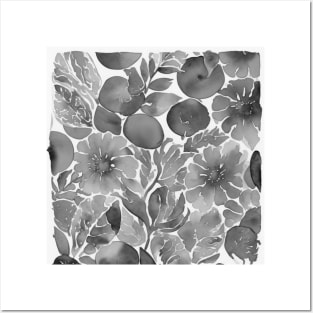 Black and White Flowers Pattern - PanfurWare LLC Posters and Art